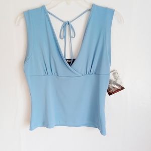 Y2k Vintage 90s V Neck NWT Blue Top